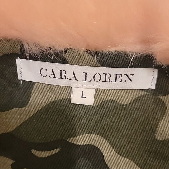 Cara Loren Camouflage Jacket with Pink Fur Collar Sz L - Picture 7 of 11